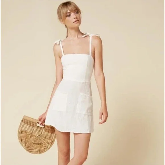 knee length dresses for ladies Linen Midi Dress